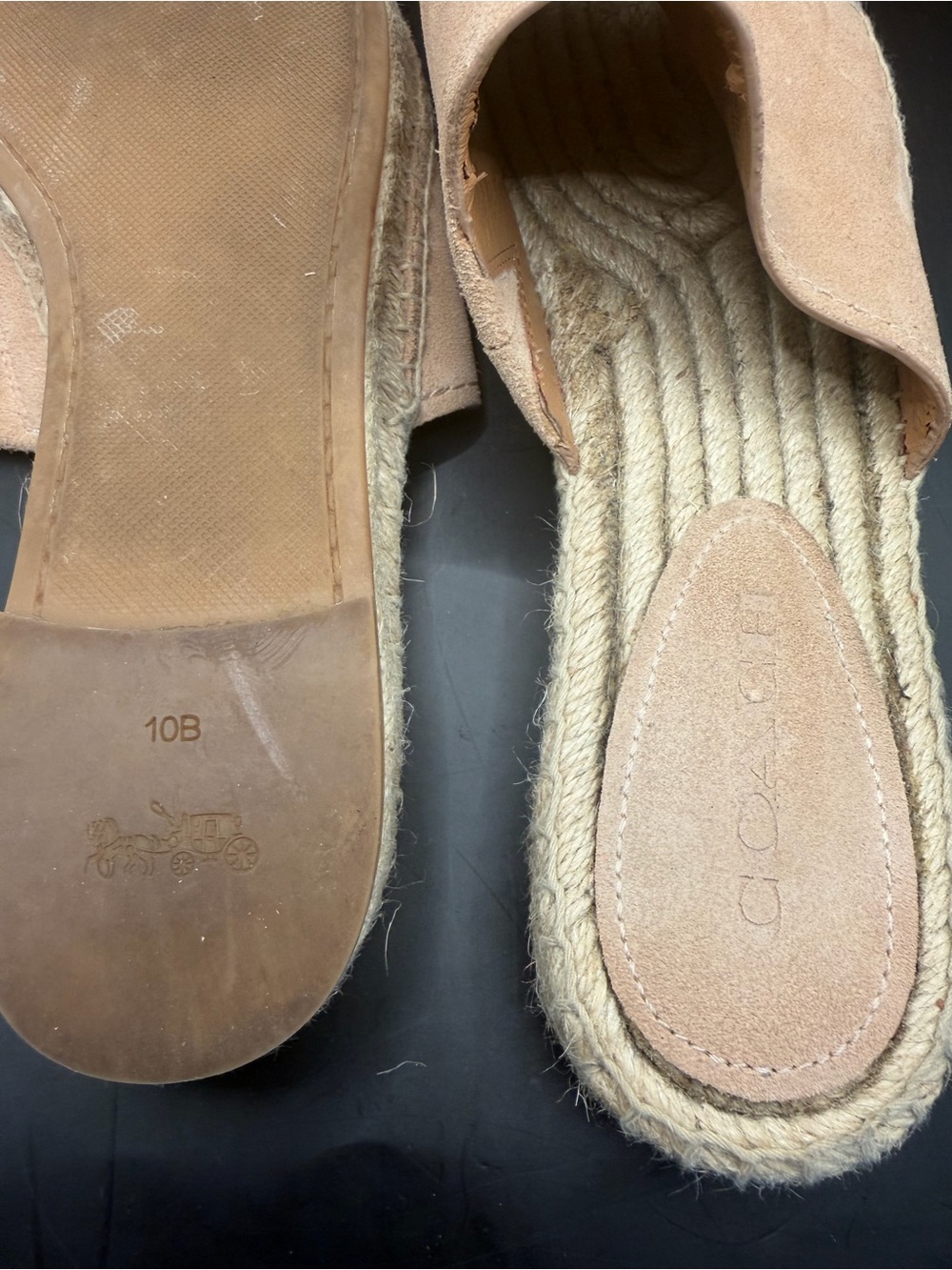 Coach Claudia Suede Espadrille Slide Sandals Beige Women’s Size 10B - Picture 9 of 9